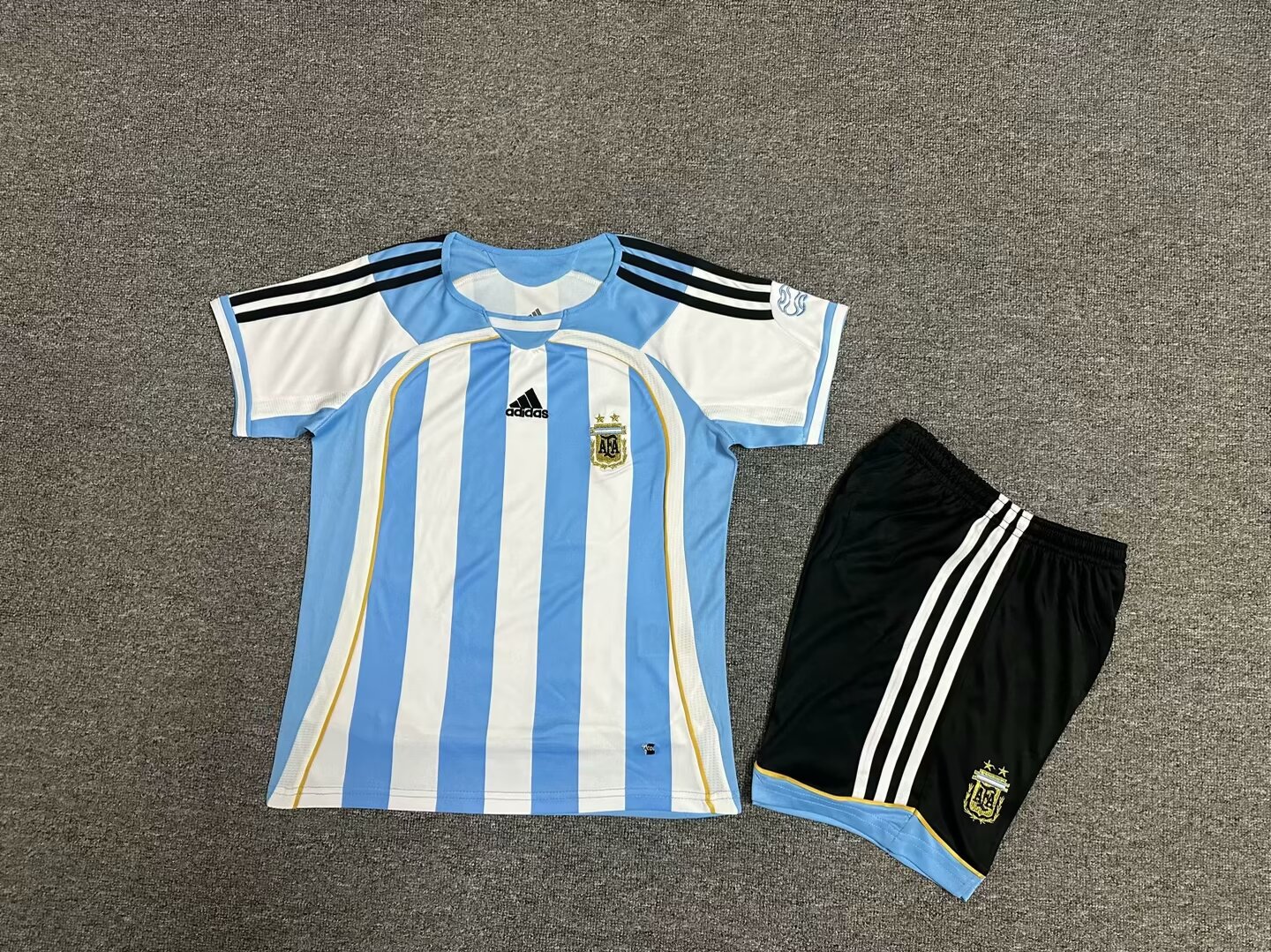 2006 Argentina Home Kids Retro Soccer Jersey