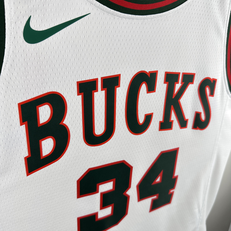 2017-18 BUCKS ANTETOKOUNMPO #34 White Retro Top Quality Hot Pressing NBA Jersey