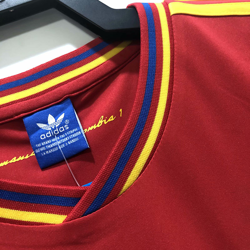 1990 Colombia Away Red Retro Soccer Jersey