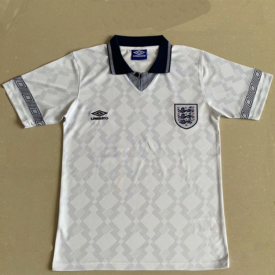 1990 England Home Retro Soccer Jersey