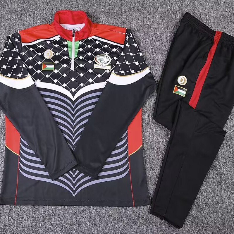 2016-2017 Palestina Black Half Pull Tracksuit (半拉链)