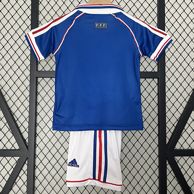 1998 France Home Kids Retro Soccer Jersey