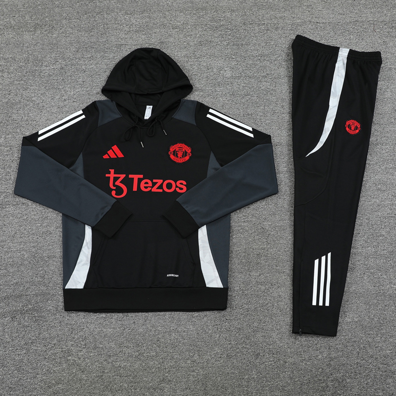 24-25 ManUtd Black Hoodie Tracksuit (卫衣套装)