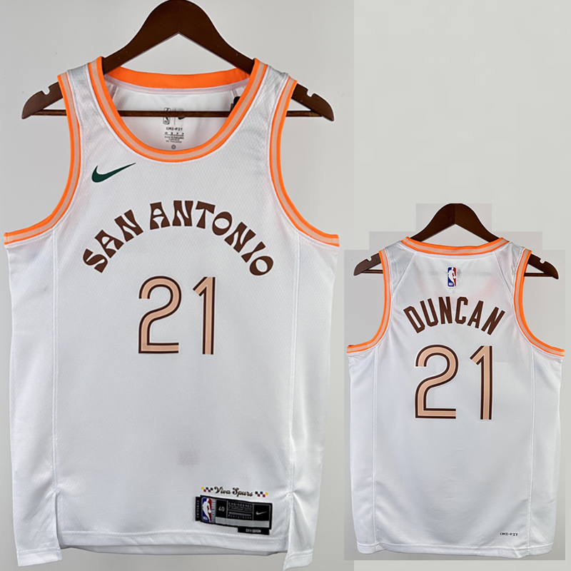 23-24 Sa Spurs DUNCAN #21 White City Edition To...