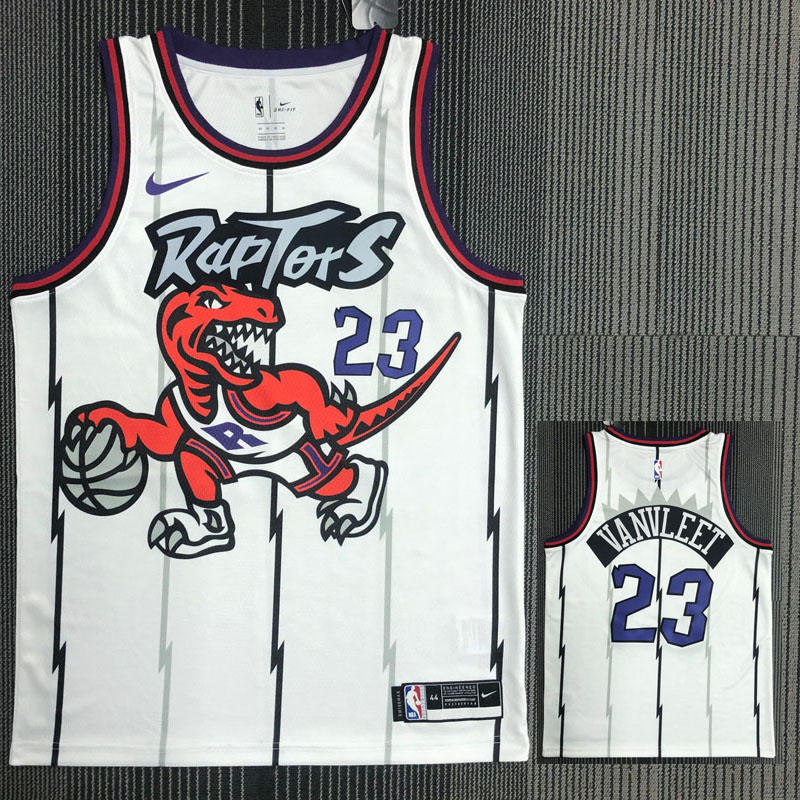 Raptors VANVLEET #23 White Retro Top Quality Ho...