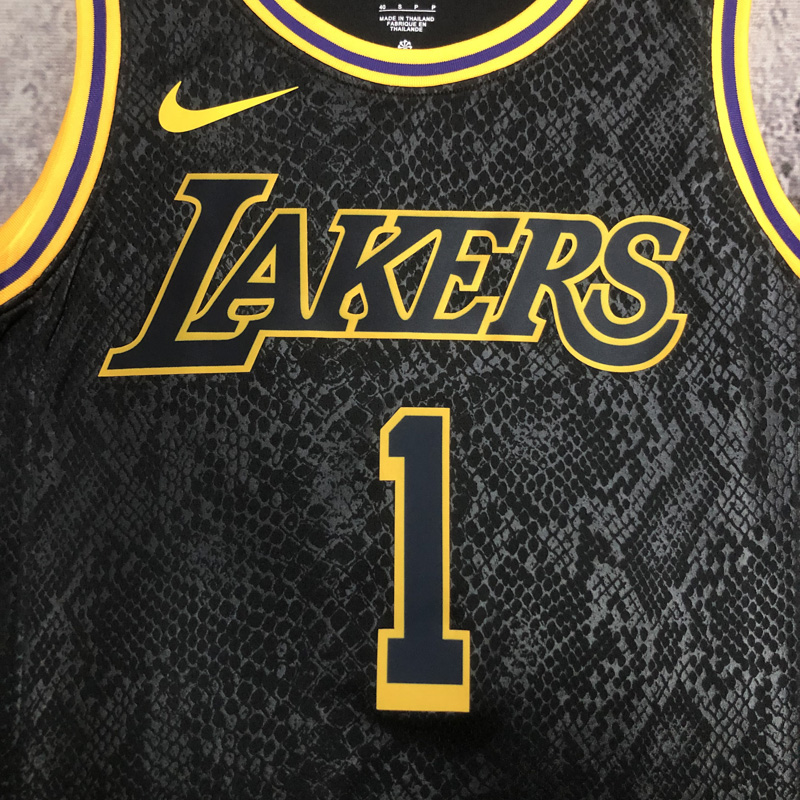 LAKERS RUSSELL #1 Black Top Quality Hot Pressin...