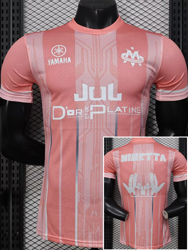 25-26 Marseille Pink Joint Edition Player Version Training shirts