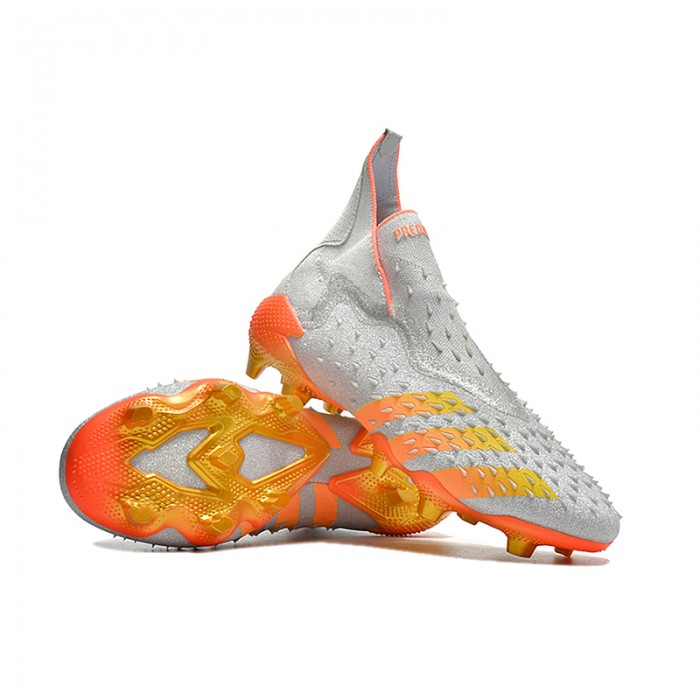 PREDATOR FREAK + FG High Soccer Shoes-Gray/Yellow-9415218