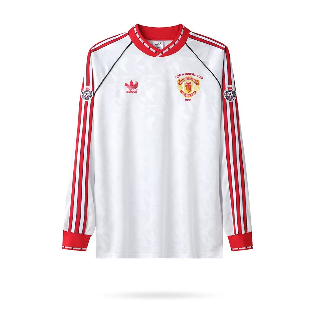 1990/1991 Man Utd Away  Long Sleeve 1:1 Retro Quality Soccer Jersey