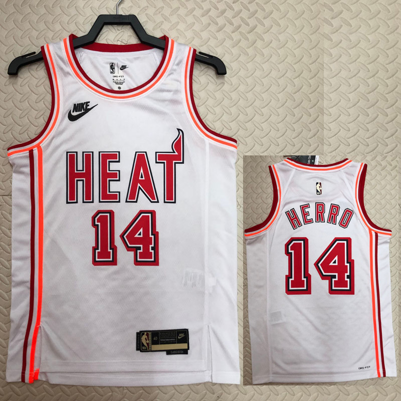 22-23 Heat HERRO #14 White Top Quality Hot Pres...