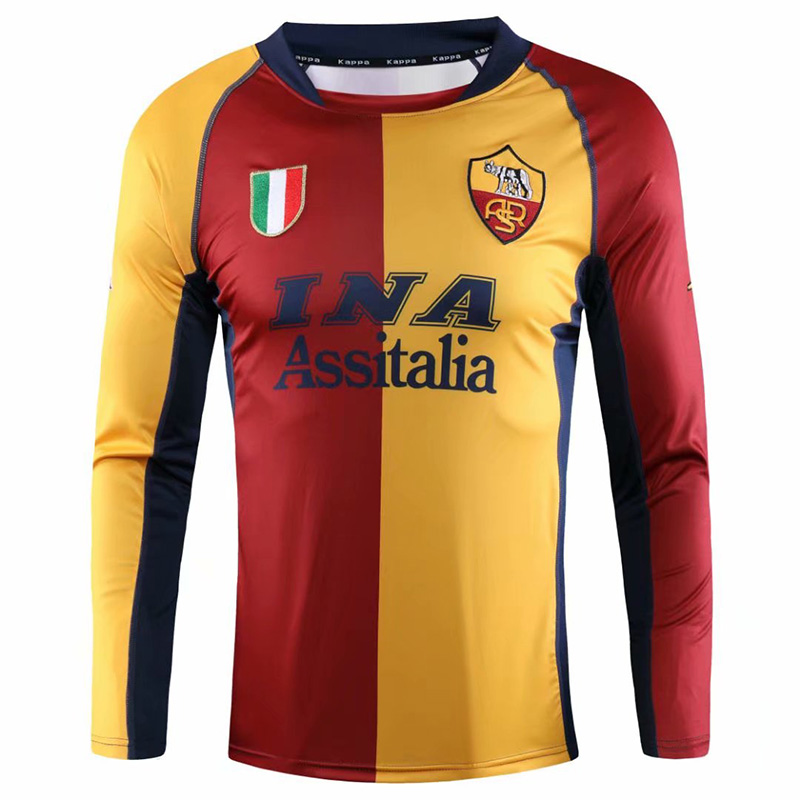 2001-2002 Roma Home Retro Long Sleeve Soccer Je...