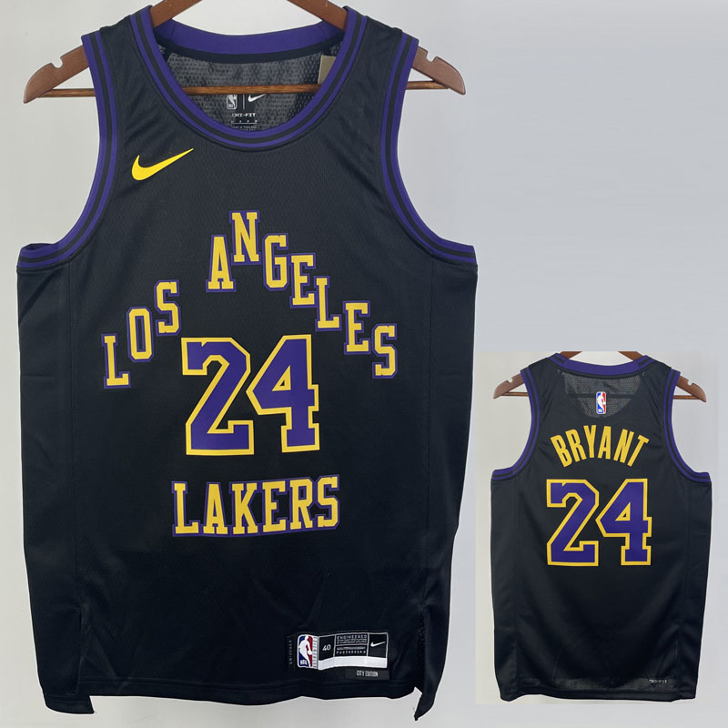 23-24 LAKERS BRYANT #24 Black City Edition Top ...