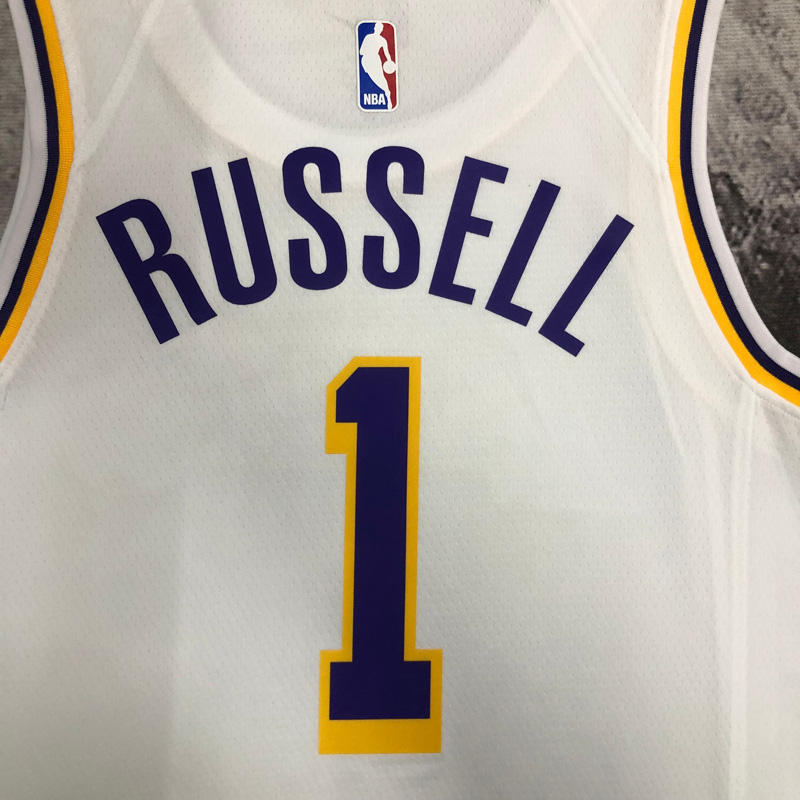 LAKERS RUSSELL #1 White Top Quality Hot Pressin...