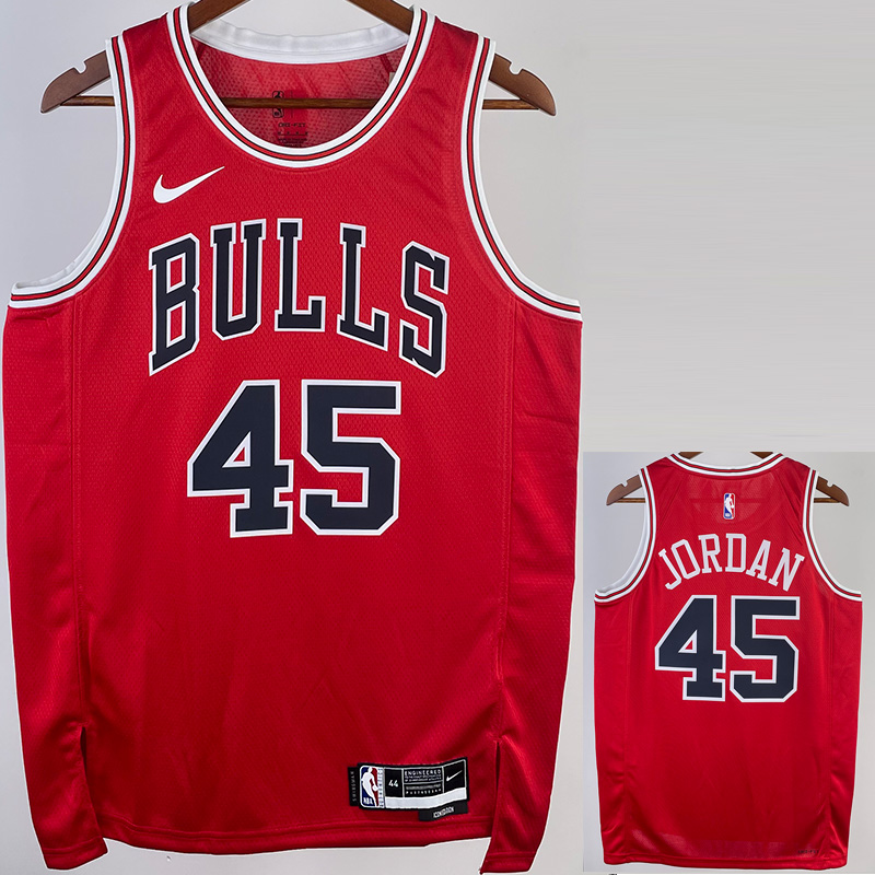 22-23 BULLS JORDAN #45 Red Top Quality Hot Pres...