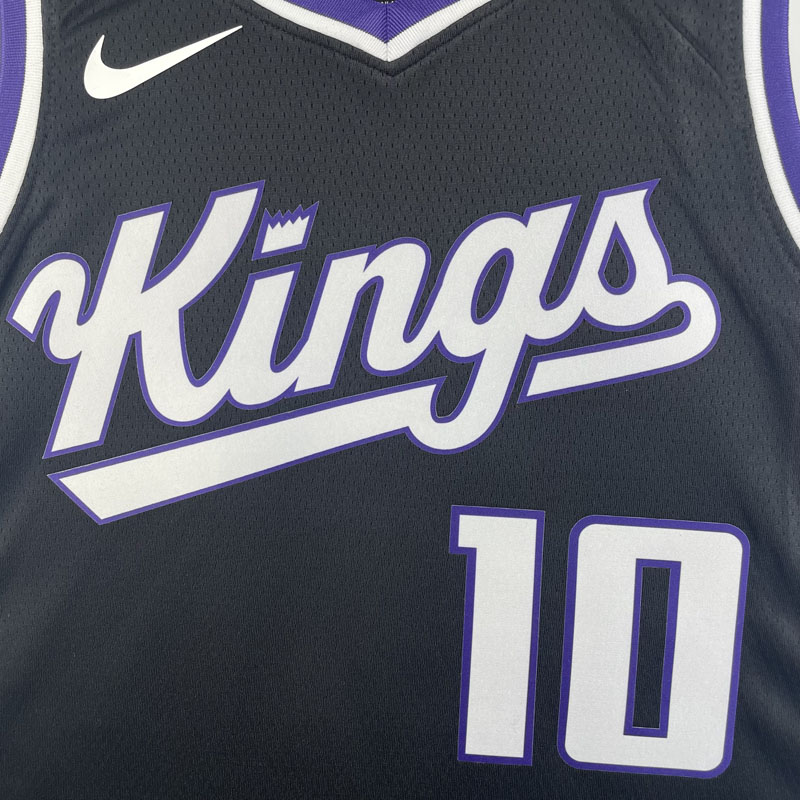 23-24 Kings SABONIS #10 Black Top Quality Hot P...