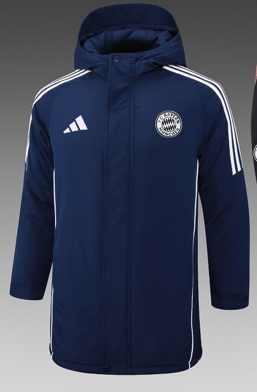24-25 Bayern Royal Blue Hooded Windbreaker Fabric Cotton Coat #G198(白标)