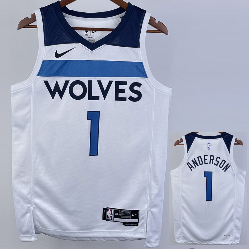 22-23 Timberwolves ANDERSON #1 White Top Qualit...