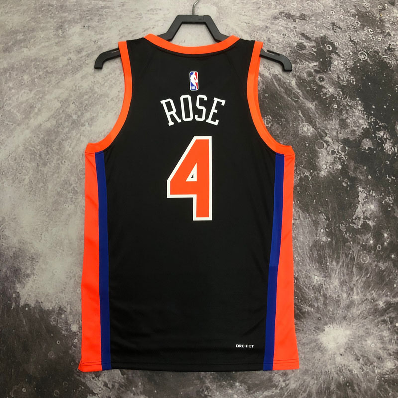 22-23 KNICKS ROSE #4 Black City Edition Top Qua...