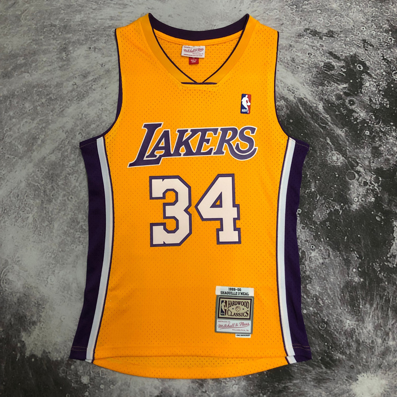 2000 LAKERS O‘NEAL #34 Yellow Retro Top Quality...