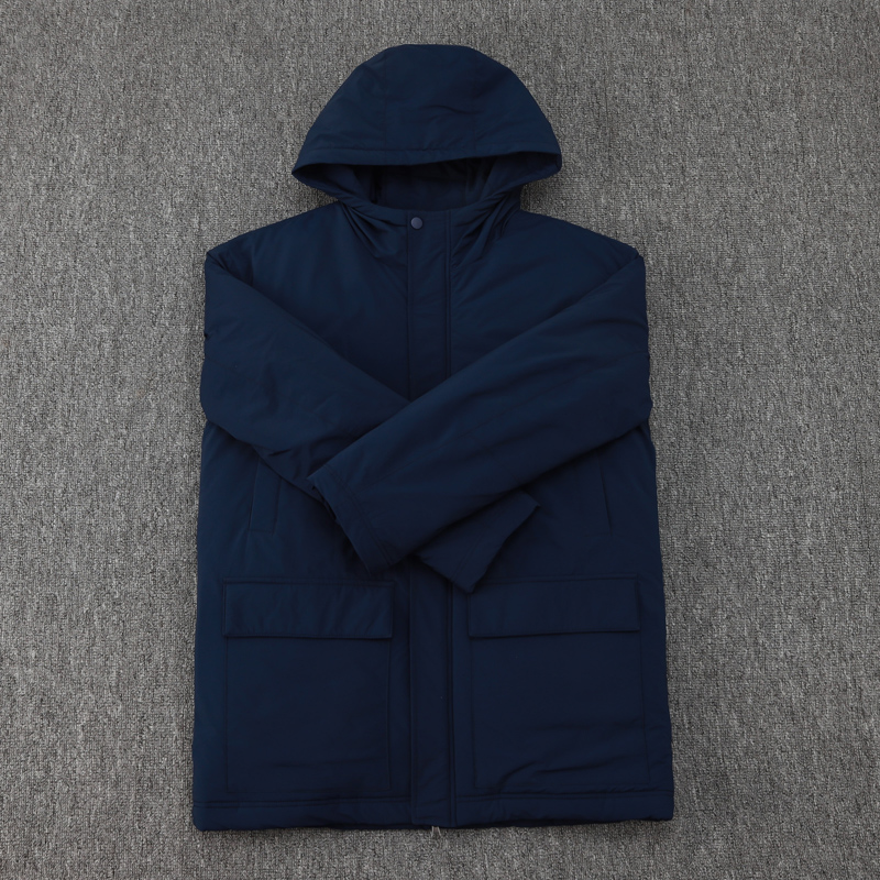 24-25 Marseille Royal Blue Hooded Windbreaker Fabric Cotton Coat #G244(橙标)