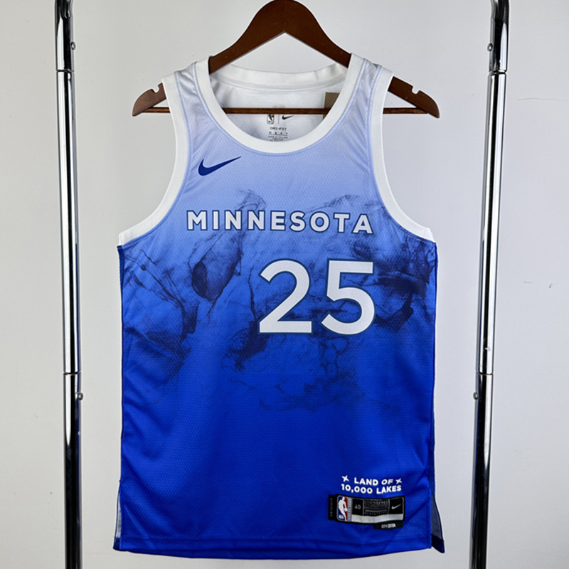 23-24 Timberwolves ROSE #25 Blue City Edition T...