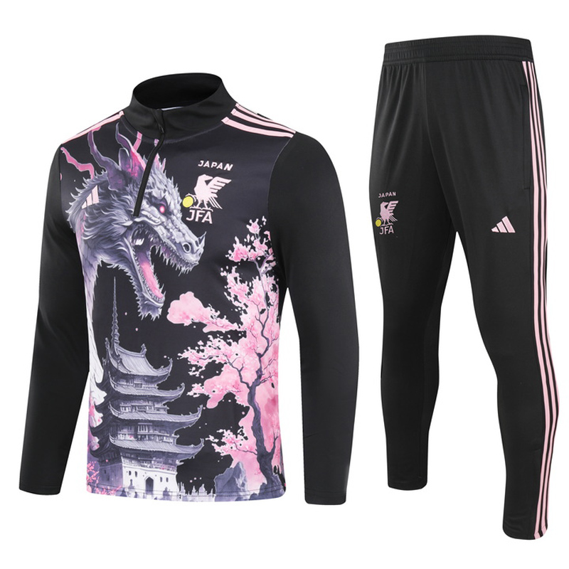 2024 Japan Black Half Pull Tracksuit (半拉链)(匹印)