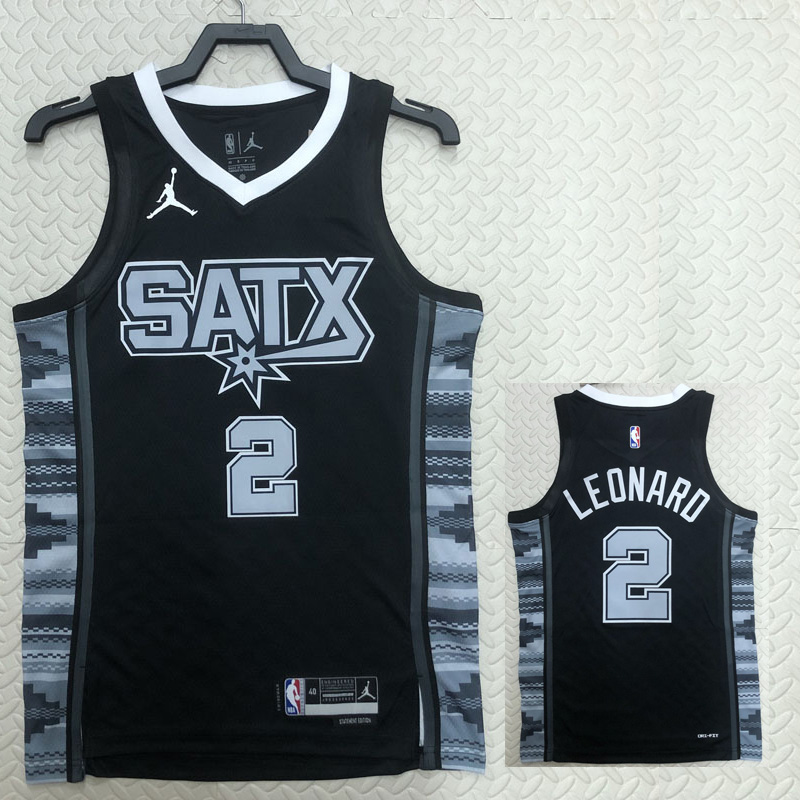 22-23 SA Spurs LEONARD #2 Black Top Quality Hot...