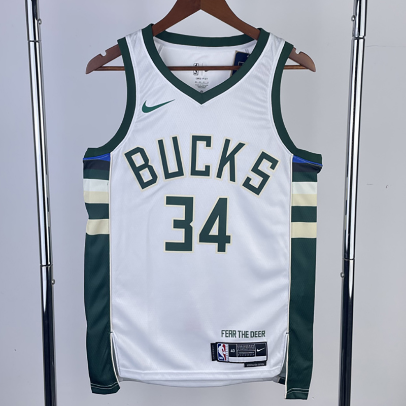 22-23 BUCKS ANTETOKOUNMPO #34 Home White Top Qu...