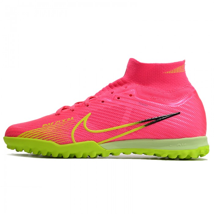 Air Zoom Mercurial Vapor XV Elite TF High Soccer Shoes-Pink/Green-192636