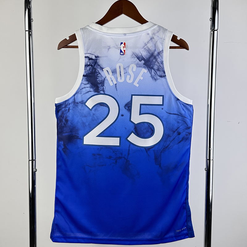 23-24 Timberwolves ROSE #25 Blue City Edition T...