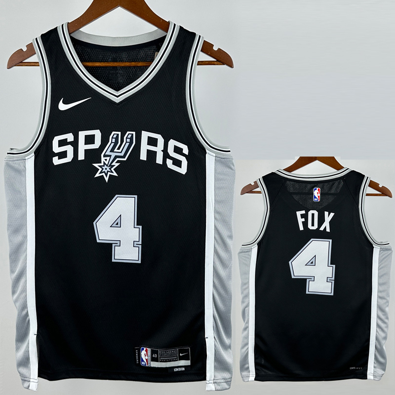 22-23 SA Spurs FOX #4 Black Top Quality Hot Pressing NBA Jersey