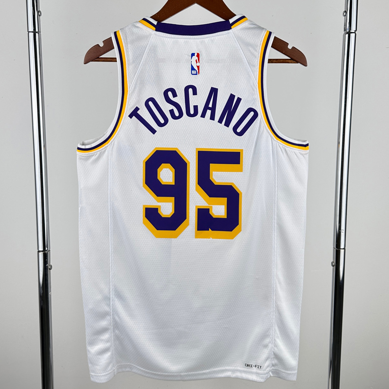 22-23 LAKERS TOSCANO #95 White Top Quality Hot Pressing NBA Jersey(圆领)