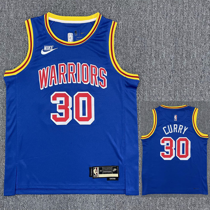 Warriors CURRY #30 Blue 75th Anniversary Retro ...