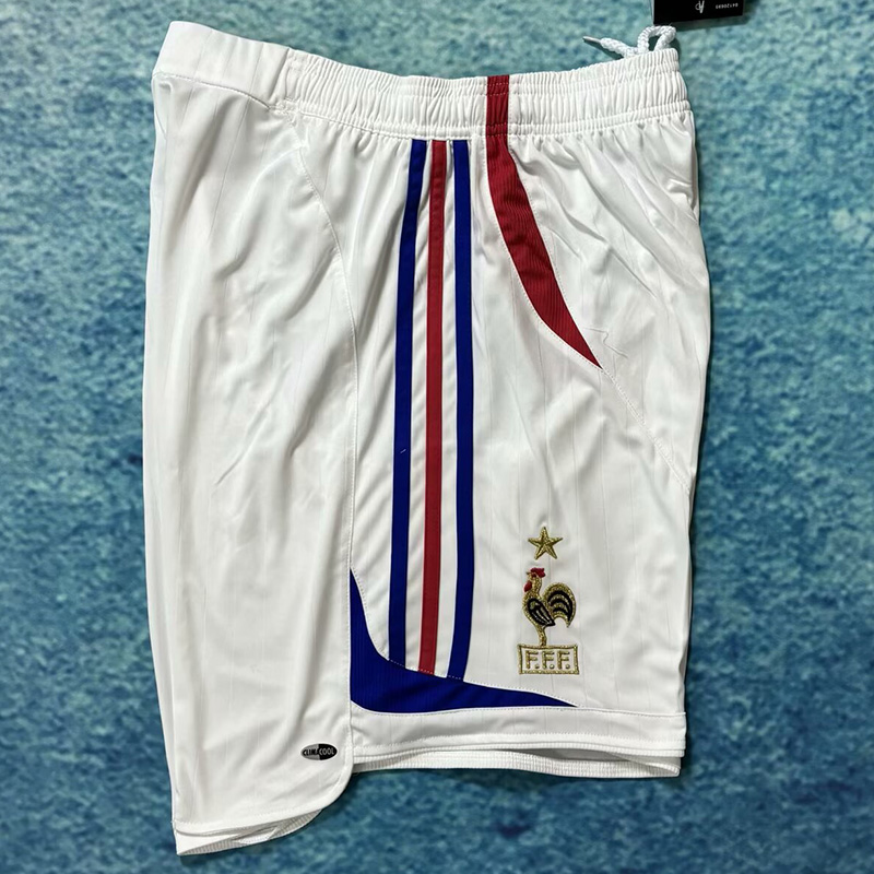 2006 France Away White Retro Shorts Pants