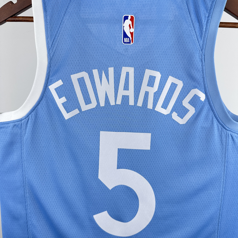 TIMBERWOLVES EDWARDS #5 Azure Top Quality Hot Pressing NBA Jersey
