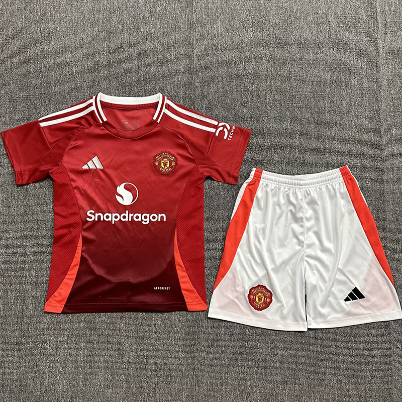 24-25 Man Utd Home Kids Soccer Jersey