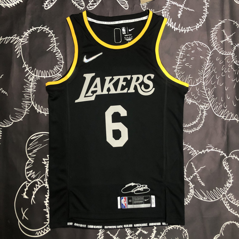 LAKERS Glory version JAMES #6 Black Top Quality...