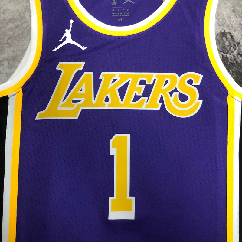 LAKERS RUSSELL #1 Purple Top Quality Hot Pressi...