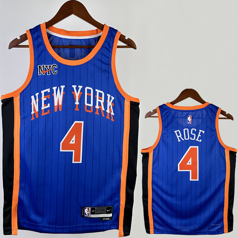 23-24 KNICKS ROSE #4 Blue City Edition Top Qual...
