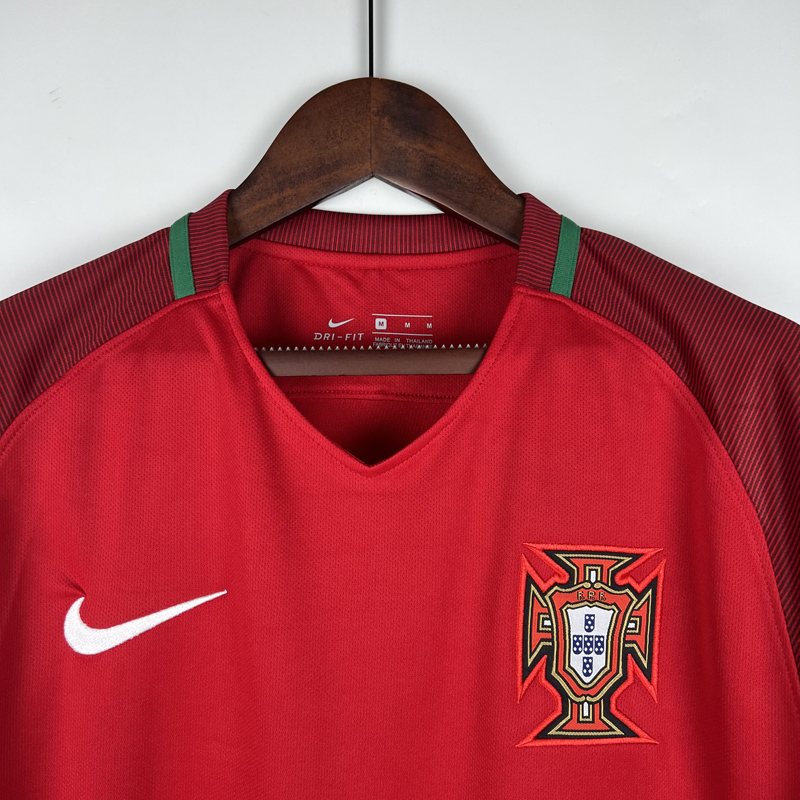 2016 Portugal Home Long Sleeve Retro Soccer Jer...