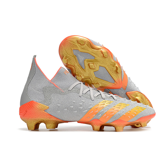 PREDATOR FREAK + FG High Soccer Shoes-Gray/Orange-3861034