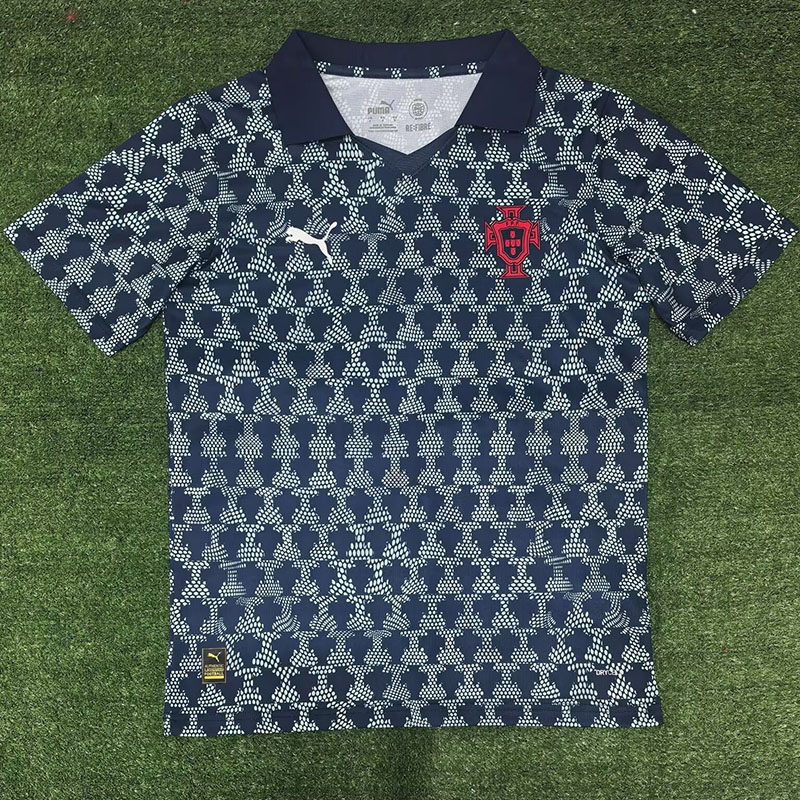 25-26 Portugal Grey Black Training Shirts *PM