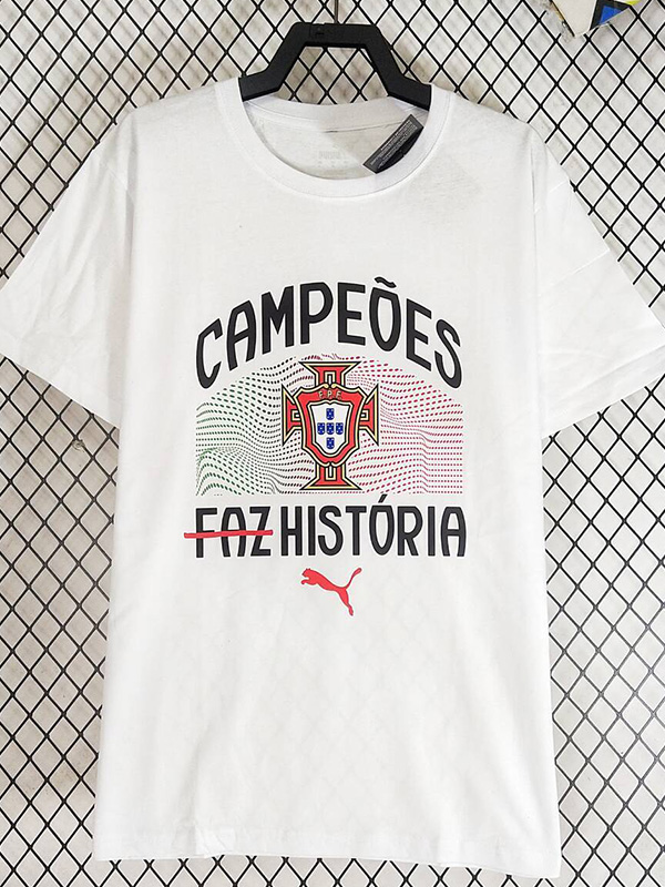 25-26 Portugal Champion White High Quality Casual T-Shirt