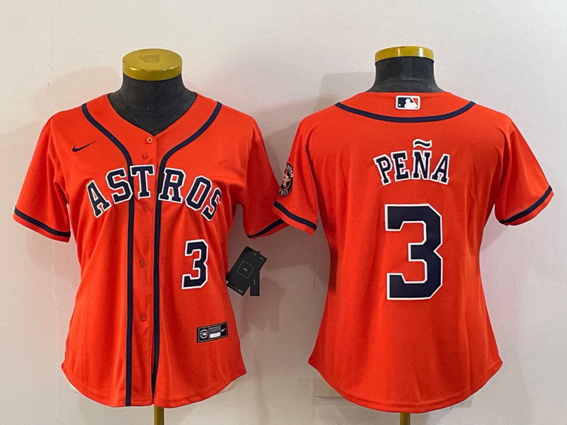 Houston Astros Women's baseball jersey PENA 3 fans edition red