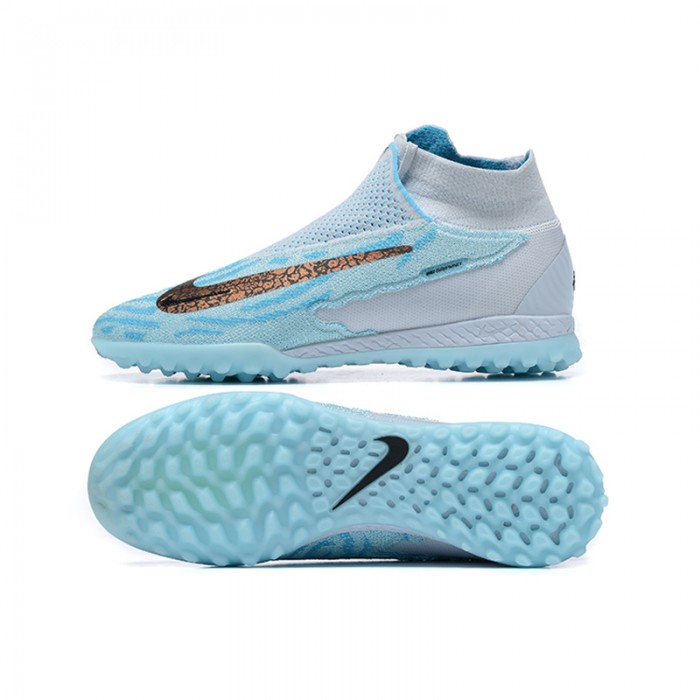 Phantom GX Elite DF Link TF High Soccer Shoes-Blue/Gray-1100443