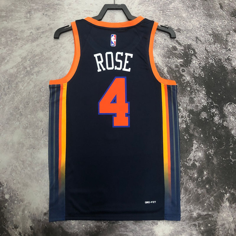 22-23 KNICKS ROSE #4 Black Top Quality Hot Pres...