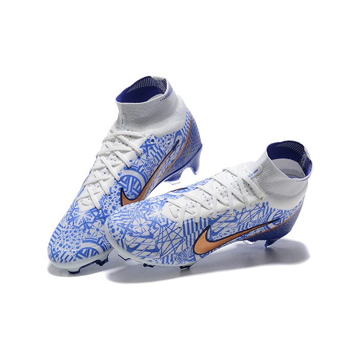 Air Zoom Mercurial Superfly IX Elite FG High Soccer Shoes-White/Blue-1776171