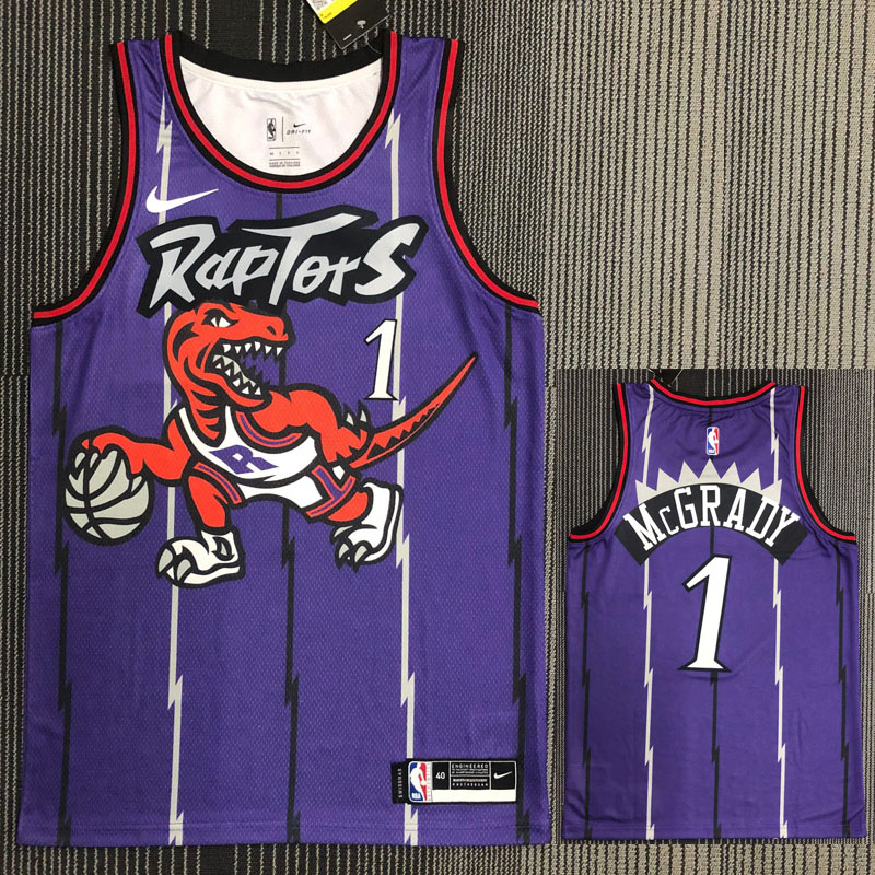 Raptors McGRADY #1 Purple Retro Top Quality Hot...