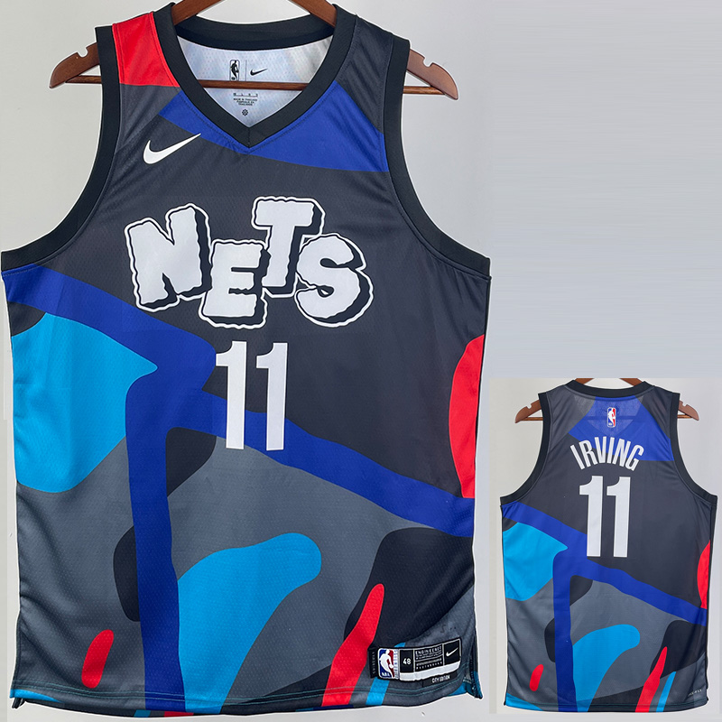 23-24 NETS IRVING #11 Blue Black City Edition T...