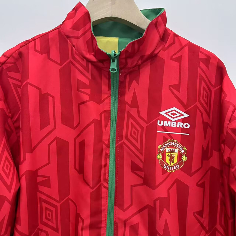 24-25 Man Utd Green Yellow Retro Double Sided Windbreaker (双面风衣)